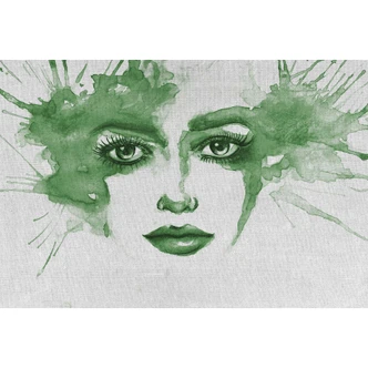 Livingwalls papier peint photo ARTist Watercolour Face gris, vert 