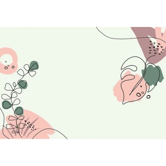 Livingwalls Fototapete ARTist Drawn Leaves mit gezeichneten Blättern grün, rosa, schwarz 