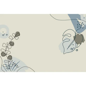 Livingwalls Fototapete ARTist Drawn Leaves mit gezeichneten Blättern blau, creme, grau 