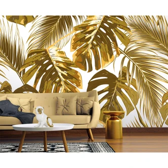 Vægmaleri designvægge i gul og hvid non-woven tapet Palmer Palmer Palmer 0 Vægmaleri designvægge i gul og hvid non-woven tapet Palmer Palmer Palmer 0