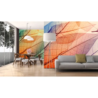 non-woven tapet Limpid Leaf skov fototapet Designwalls i orange og sort  