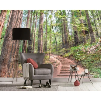 non-woven wallpaper Designwalls in brown and green non-woven wallpaper ForestWalk nature tree 