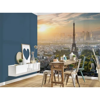 non-woven wallpaper EiffelTower Eiffel Tower Paris photo wallpaper Designwalls in green and grey  