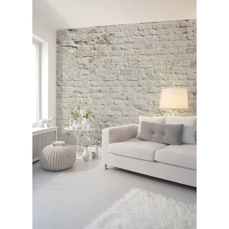 non-woven wallpaper Designwalls in white and grey BrickWhite  