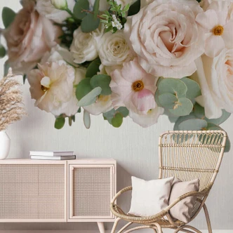 WhiteRoses flower wallpaper in grey cream - non-woven wallpaper Designwalls 2 - 2.55 x 3.5 m 