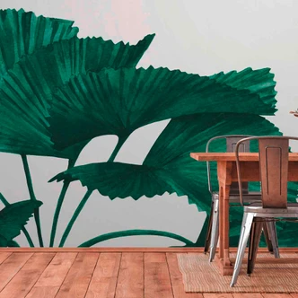Fototapete Pflanzen TropicalLeaves in grau grün - Vliestapete Designwalls 2 - 2,55 x 3,5 m 