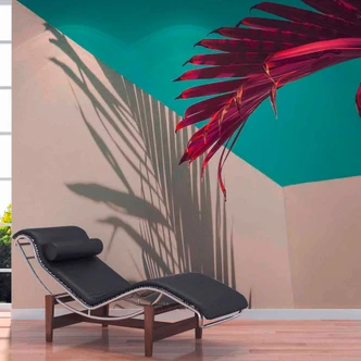 PurplePalm palm tree wallpaper in cream turquoise - non-woven wallpaper Designwalls 2 - 2,55 x 3,5 m 