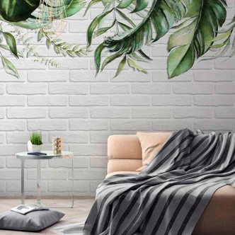 WatercolorLea2 plant wallpaper in grey green - non-woven wallpaper Designwalls 2 - 2.55 x 3.5 m 