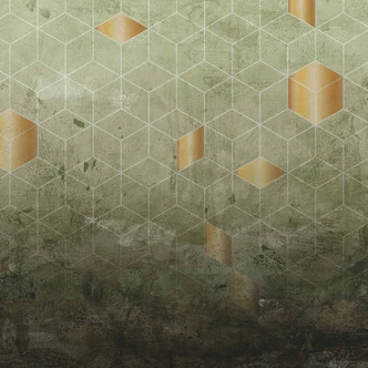 Design wallpaper DTiles1 in green bronze - wallcovering Designwalls 2 - 2.55 x 3.5 m 