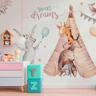 Fototapete Kinderzimmer Animals in weiß grau - Vliestapete Designwalls 2 - 2,55 x 3,5 m 