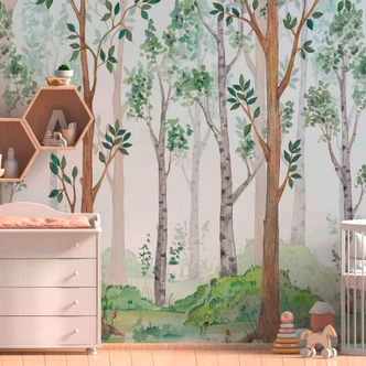 Bos bloemen behang in grijs bruin - vliesbehang Designwalls 2 - 2,55 x 3,5 m 