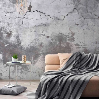 Betonlook gescheurd beton behang in grijs wit - vliesbehang Designwalls 2 - 2,55 x 3,5 m 