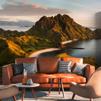 Fototapete Landschaft PadarIsland in grün grau - Vliestapete Designwalls 2 - 2,55 x 3,5 m 