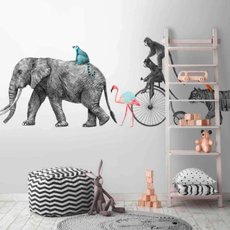 AnimalQueue in white grey - non-woven wallpaper Designwalls 2 - 2.55 x 3.5 m 