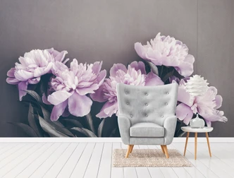 Fototapete Blumen PinkPeonies in grau violett - Vliestapete Designwalls 2 - 2,55 x 3,5 m 