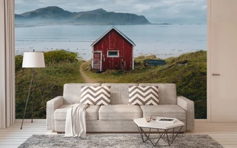 Fototapete Natur NordicCottage in grau grün - Vliestapete Designwalls 2 - 2,55 x 3,5 m 