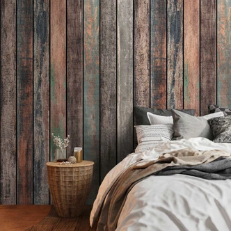 wood-look wallpaper in vintage style - wood-slat non-woven wallpaper - rustic photo wallpaper 