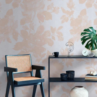 Papier peint floral Beige Gris - papier peint intissé à motif floral pour chambre à coucher & salon 