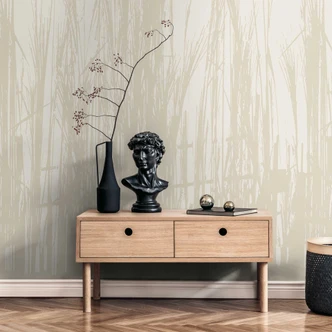 Grasbehang beige - vliesbehang met natuurmotief voor woonkamer & slaapkamer 