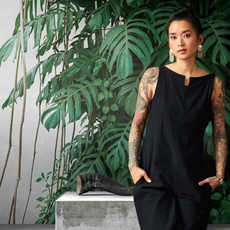 Livingwalls Tapete Monstera Metropolitan Stories THE WALL Vliestapete grün, grau 