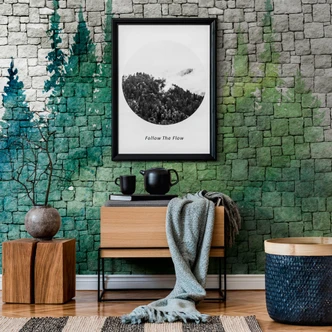 Livingwalls Tapete in Steinoptik Metropolitan Stories THE WALL Vliestapete mit Wald Motiv grün, grau 