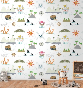 Papier peint chambre enfant crème multicolore - Papier peint intissé Art pour enfants Livingwalls - mat et lisse 