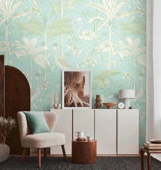 animal wallpaper turquoise white - non-woven wallpaper insects & animals Livingwalls - matt and smooth 