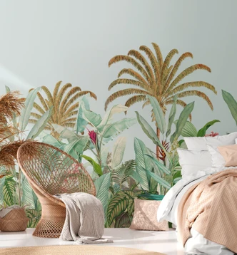 Dschungeltapete blau grün - Vliestapete Botanisch Livingwalls - matt und glatt 