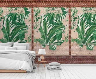 Graffiti behang bruin beige - vliesbehang industriële Livingwalls - mat en glad 