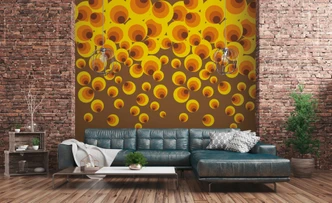 retro tapet gul orange - non-woven tapet retro & vintage Livingwalls - mat og glat 