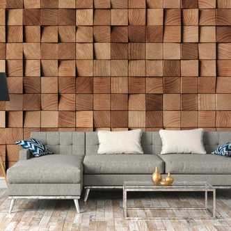 3D Fototapet träutseende brun natur - Icke-vävd tapet 3,75 m x 2,50 m modern stil 