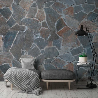 Fototapet gråbrun - Icke-vävd tapet 3,75 m x 2,50 m naturstenseffekt 