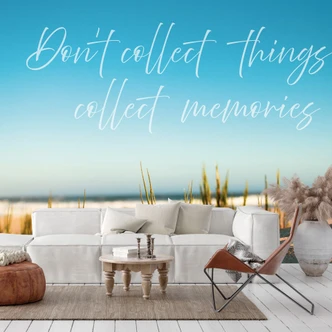 Beach wallpaper saying blue beige - 3,75 x 2,50 m - non-woven wallpaper modern 