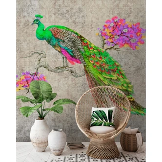 Livingwalls Photo Wallpaper Walls by Patel 2 peacock 1 