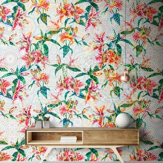 Livingwalls Fototapete Walls by Patel mosaic lilies 1 