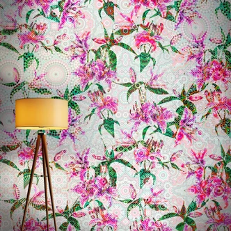 Livingwalls Fototapete Walls by Patel mosaic lilies 2 