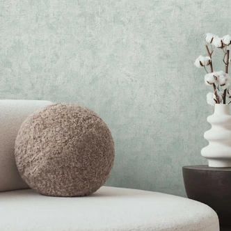 Betonlook behang lichtgroen grijs - modern structuurbehang in pleisterlook 