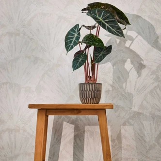 Carta da parati con motivo a ventaglio bianco grigio chiaro - Carta da parati in tessuto non tessuto moderna e lucida Carta da parati con motivo a ventaglio bianco grigio chiaro - Carta da parati in tessuto non tessuto moderna e lucida