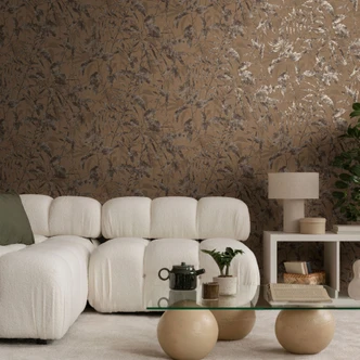 Brown rose plant wallpaper - nature pattern in vintage look - non-woven wallpaper 