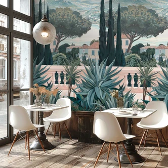 Wall Mural Tuscany landscape blue green - Mediterranean non-woven wallpaper - expandable 