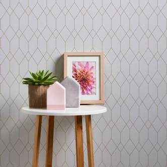 Selvklæbende tapet & møbelvinyl - moderne grafik - hvid - rulle 840x53 cm  