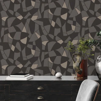 behang vintage design zwart beige - slaapkamer vliesbehang 