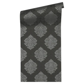 Architects Paper Alpha Papier peint baroque, Argent, Noir, Gris 