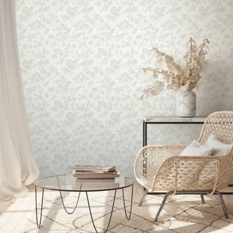 subtil motif floral vert blanc - papier peint fleuri 