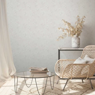 papier peint nature fleurs et blossoms gris blanc - papier peint intissé floral naturel 