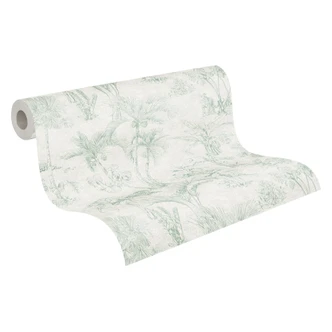 A.S. Création Vliestapete Cuba Palmentapete tropisch grau, grün 