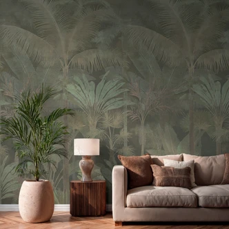 Expanderbar palm djungel tapet beige grön 159x280 cm Icke-vävd tapet   