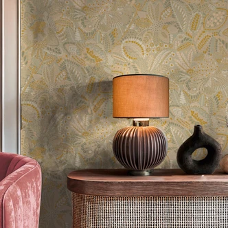 Icke-vävd tapet etnoblommor blad beige kräm tapet tapet tapet blad tendrils  