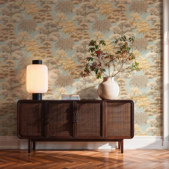 Icke-vävd tapet träd natur blå beige tapet tapet tapet skog löv landskap  