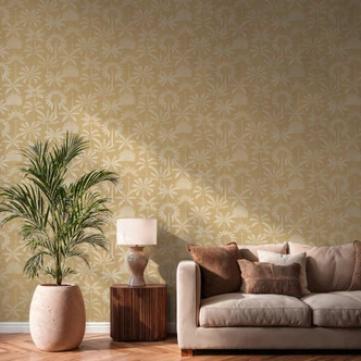 Icke-vävd tapet palmer beige grädde metallisk tapet tapet tapet lämnar naturen hall 